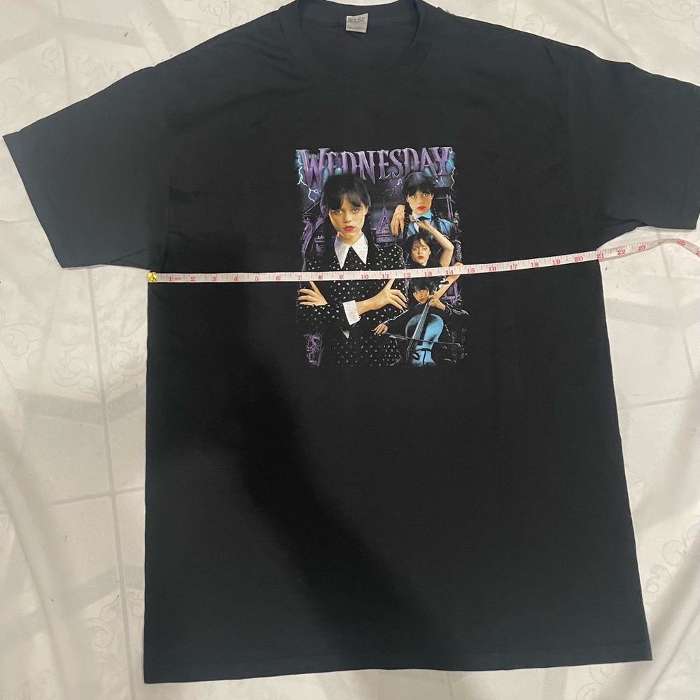 New Black Graphic T-Shirt with Wednesday Design